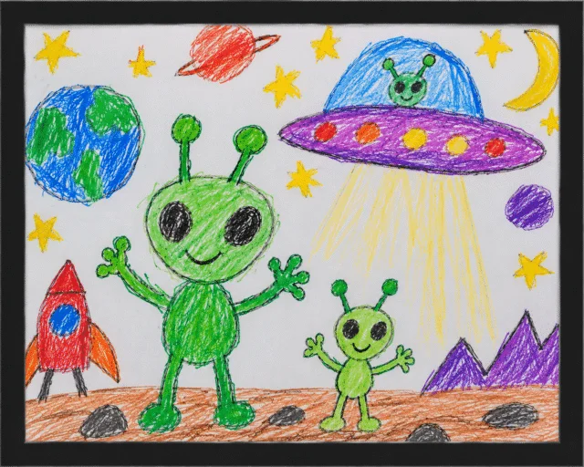 Kid's Framed Drawings — #1 — Aliens